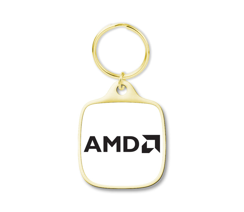 Custom Digitally Printed Made in USA Keychains Rounded Square 1.3 in. Gold