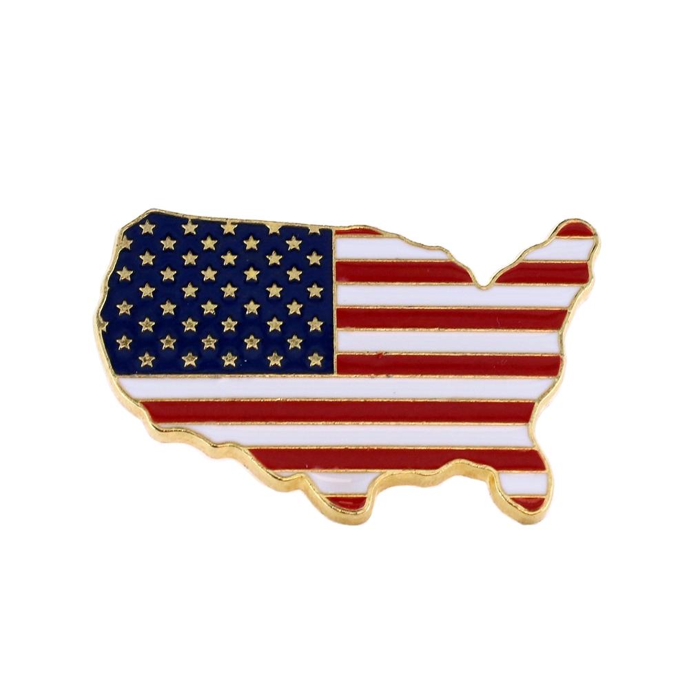 Made in USA Gold United States Outline American Flag Patriotic Lapel P