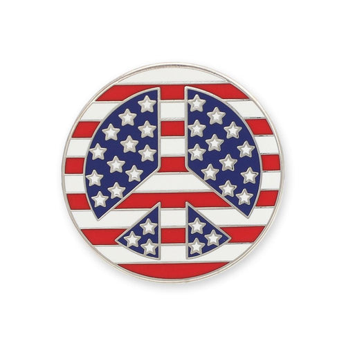American Flag Peace Sign Enamel Lapel Pin Pin WizardPins 1 Pin