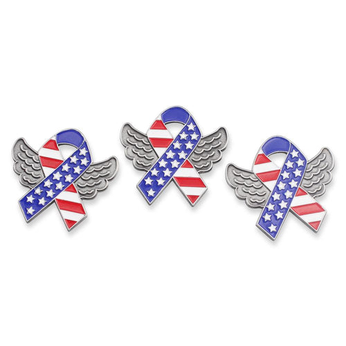 American Flag Ribbon with Wings Enamel Lapel Pin Pin WizardPins 5 Pins