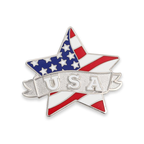 American Flag Ribbon Star Hard Enamel Lapel Pin Pin WizardPins 1 Pin