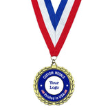 Custom Rush Printed Medals Custom Medals WizardPins Flower - 2.5in. Antique Gold