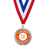 Custom Rush Printed Medals Custom Medals WizardPins Flower - 2.5in. Antique Silver