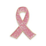 Glitter Breast Cancer Awareness Pin Gold Enamel Lapel Pin Pin WizardPins 1 Pin