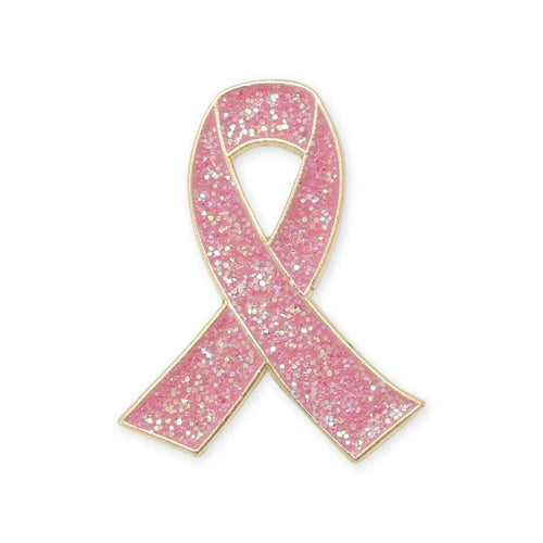Glitter Breast Cancer Awareness Pin Gold Enamel Lapel Pin Pin WizardPins 50 Pins
