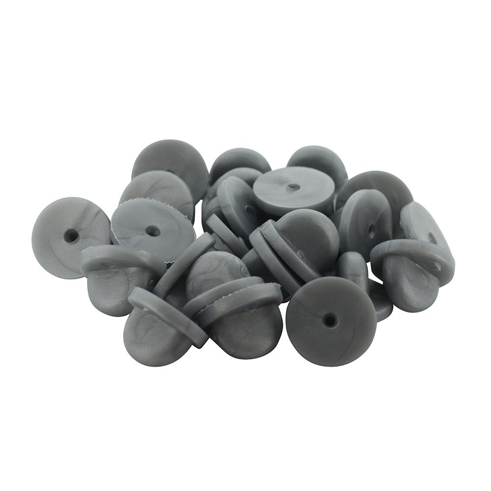 Grey Rubber Pin Backers PVC Butterfly Clutches