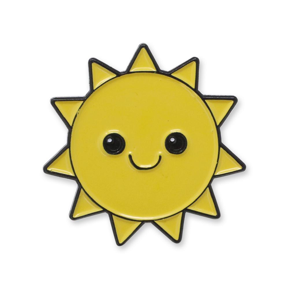 Happy Smiling Yellow Sun Enamel Pin