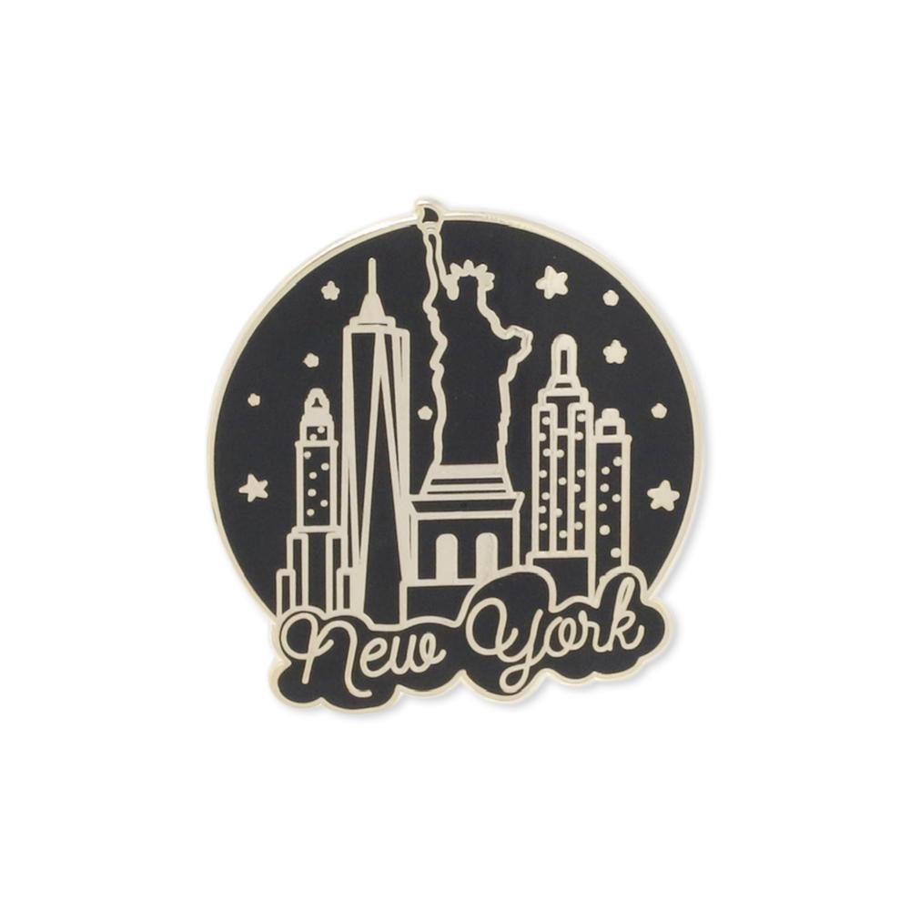 New York City Skyline Round Enamel Pin Pin WizardPins 1 Pin 