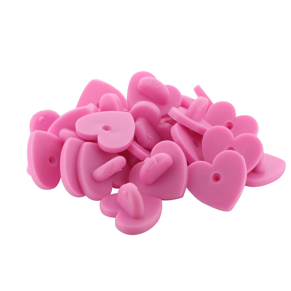 Pink Heart Shaped Rubber Pin Backers PVC Butterfly Clutches