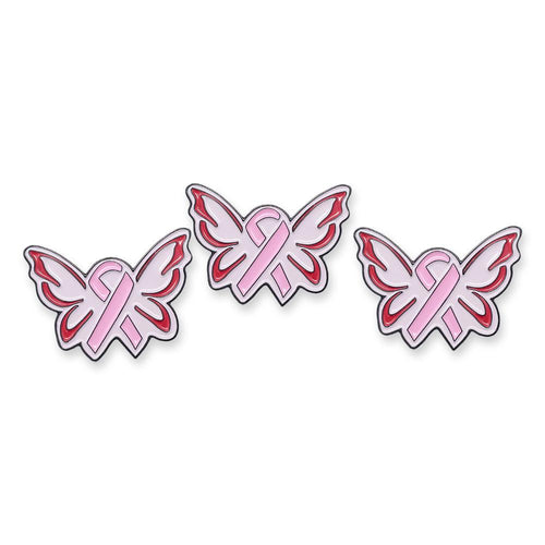Angel Wings Pink Ribbon Breast Cancer Awareness Enamel Pin Pin WizardPins 10 Pins