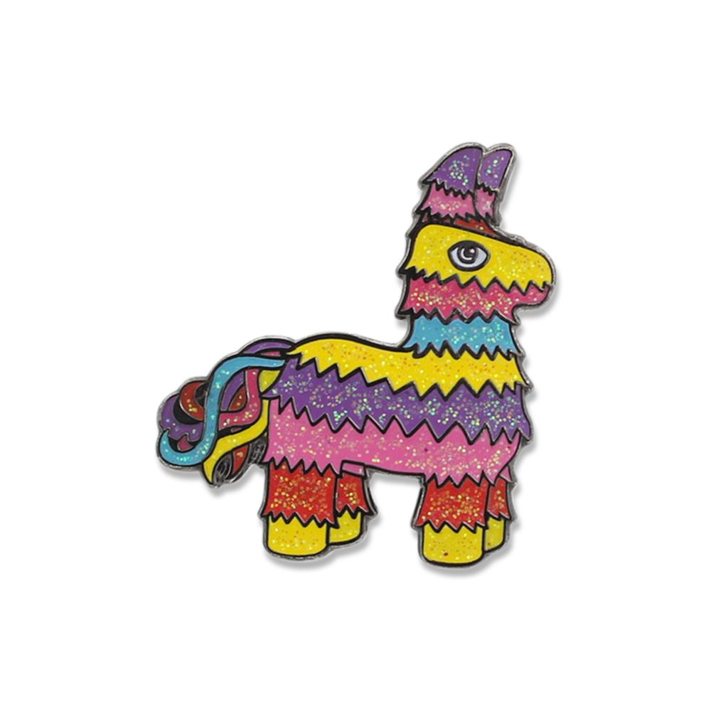 Rainbow Glitter Donkey Fiesta Piñata Enamel Lapel Pin