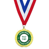 Custom Rush Printed Medals Custom Medals WizardPins Flower - 2.5in. Gold