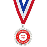 Custom Rush Printed Medals Custom Medals WizardPins Flower - 2.5in. Silver