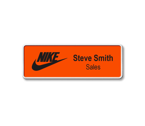 Custom Digitally Printed Metal Name Badges Name Badges WizardPins Printed Rectangle - 3 x 1 inch