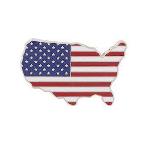 Silver American-Made Flag Lapel Pins Shaped Like the USA
