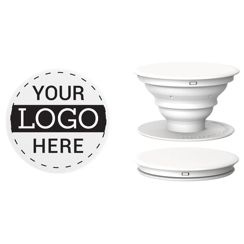 Custom PopGrip Popsockets PopSocket iClick Gray & White Single Color