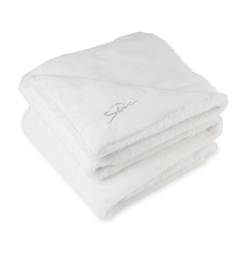 Luxe Faux Fur Throw Blanket Blankets Gemline White Emroidery
