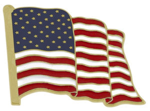 Waving Gold American Flag Enamel Lapel Pin Proudly Made In USA