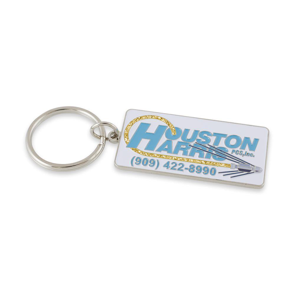 Custom diestruck keychain business card information style