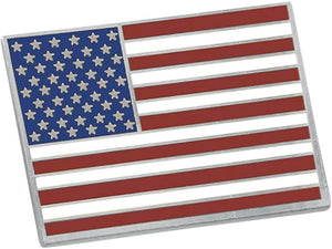 Rectangle Silver American Flag Enamel Lapel Pin Made In USA