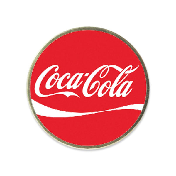 coca-cola custom design printed on stock shape lapel pin made in usa
