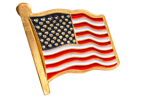 Waving Gold American Flag Enamel Lapel Pin Pin WizardPins 