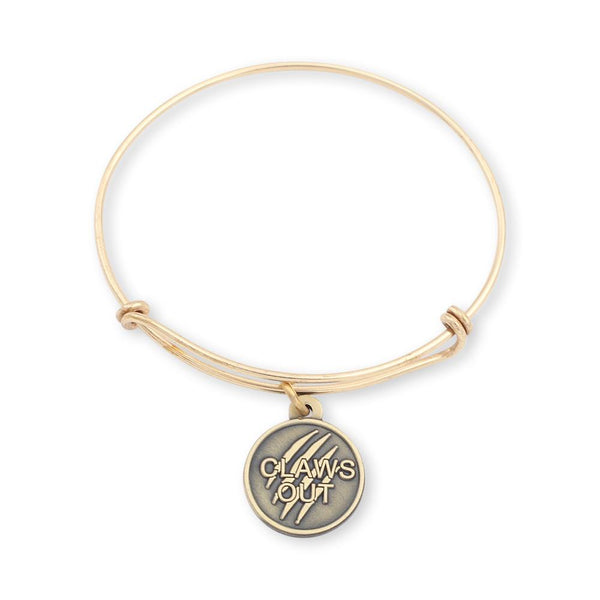 Custom charm bracelet with shiny gold bracelet and antique plated circle charm