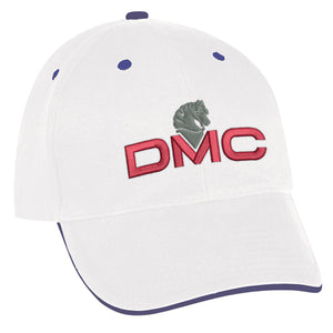 Elite Cap Hats Hit Promo White with Royal Blue Trim Embroidered 