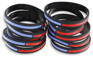 Thin Blue Line x Thin Red Line Combined Silicone Wristbands Wristband WizardPins 10 Wristbands 