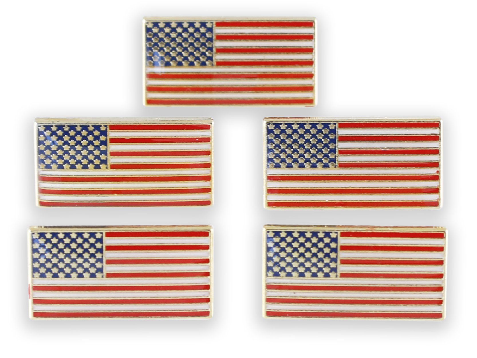 American Flag USA Enamel Diestruck Lapel Pin Gold Tone 13 Stripes 50 Stars Pin WizardPins 10 Pins 