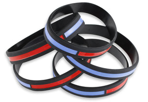 Thin Blue Line x Thin Red Line Combined Silicone Wristbands Wristband WizardPins 50 Wristbands 