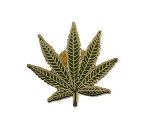 Marijuana Leaf Green Enamel Gold Metal Lapel Pin Pin WizardPins 1 Pin 