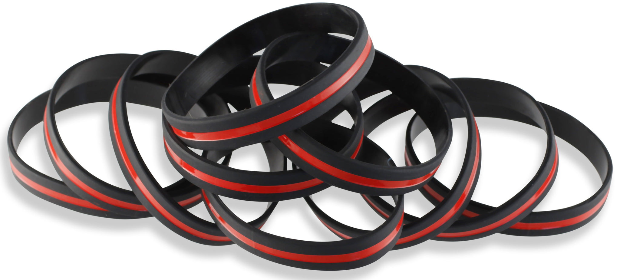 Firefighter Awareness Thin Red Line Silicone Wristband Bracelets Wristband WizardPins 100 Wristbands 