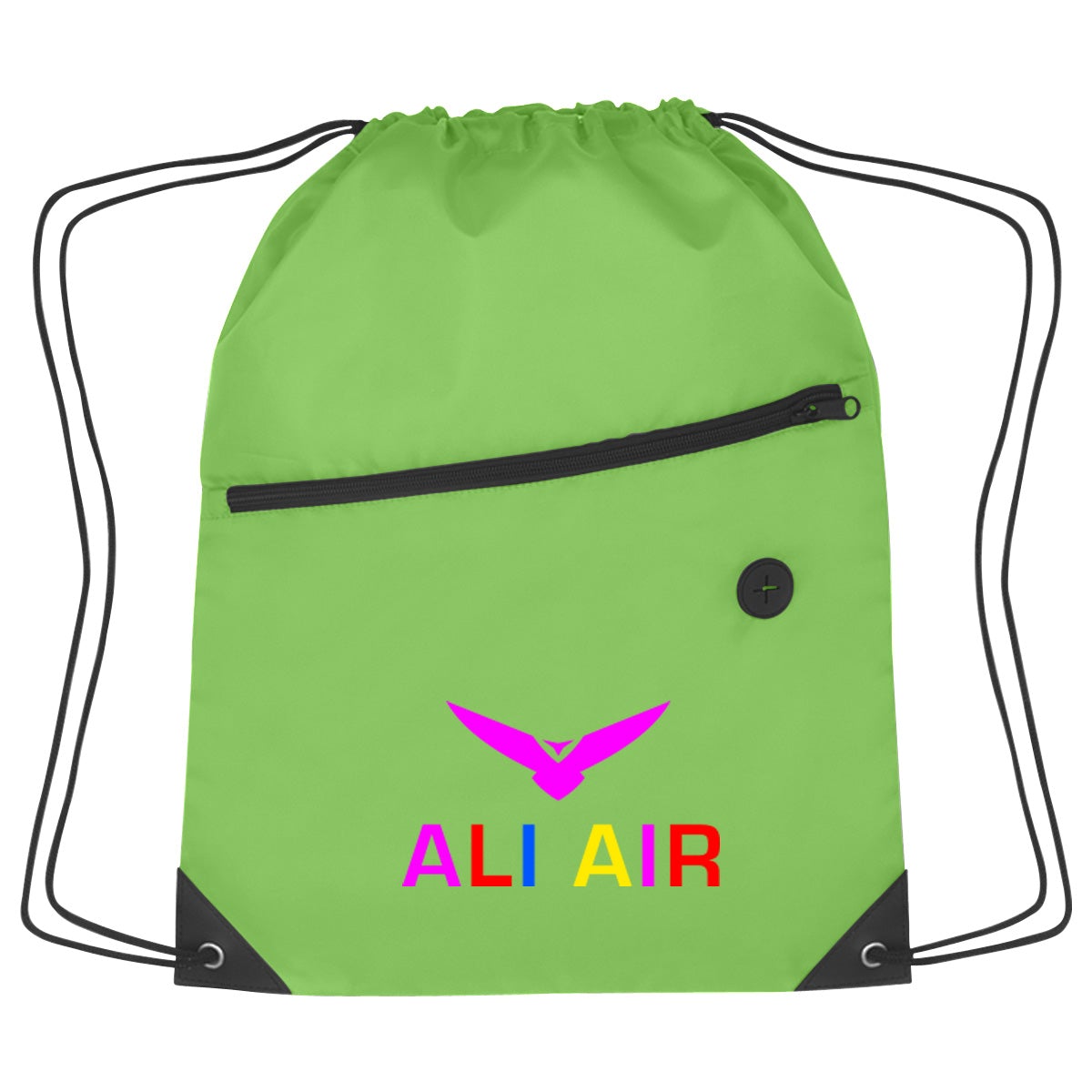 Hit Sports Pack with Front Zipper Drawstring Bags Hit Promo Lime Green Multi Color 
