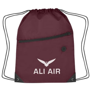 Hit Sports Pack with Front Zipper Drawstring Bags Hit Promo Maroon Single Color 