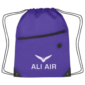 Hit Sports Pack with Front Zipper Drawstring Bags Hit Promo Purple Single Color 