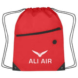 Hit Sports Pack with Front Zipper Drawstring Bags Hit Promo Red Single Color 