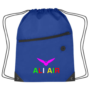 Hit Sports Pack with Front Zipper Drawstring Bags Hit Promo Royal Blue Multi Color 
