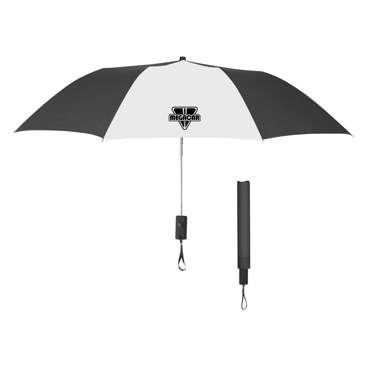 44" Arc Automatic Open Telescopic Folding Umbrella Black/White Multi Color 