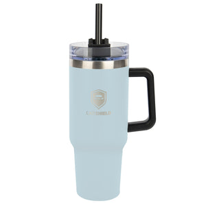 40 oz. Intrepid Stainless Steel Tumbler Coffee Mugs Hit Promo Light Blue Laser Engrave 