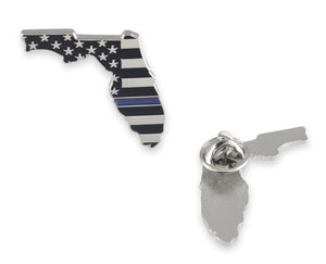 Florida State Shape Blue Line Lapel Pin Pin WizardPins 100 Pins 