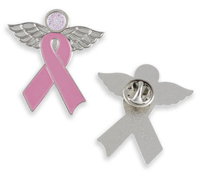 Pink Ribbon Angel Glitter Enamel Pin Brooch Breast Cancer Awareness Pin WizardPins 5 Pins 