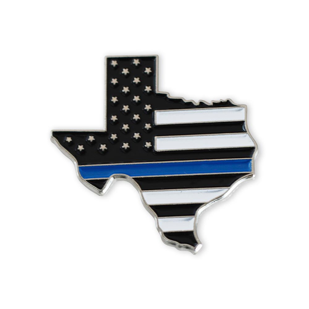 Texas State Shape Blue Line Lapel Pin Pin WizardPins 1 Pin 