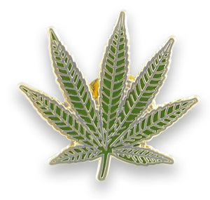 Marijuana Leaf Green Enamel Gold Metal Lapel Pin Pin WizardPins 5 Pins 