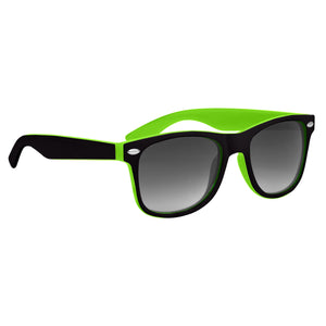 Two-Tone Malibu Sunglasses Sunglasses Hit Promo Lime Green & Black Single Color 