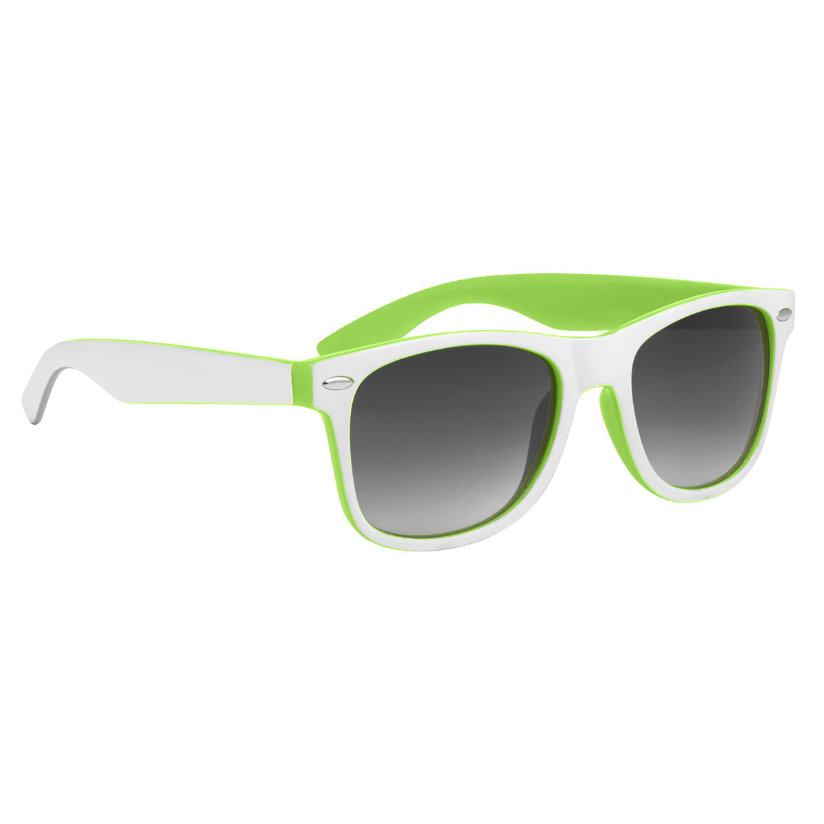 Two-Tone Malibu Sunglasses Sunglasses Hit Promo Lime Green & White Single Color 