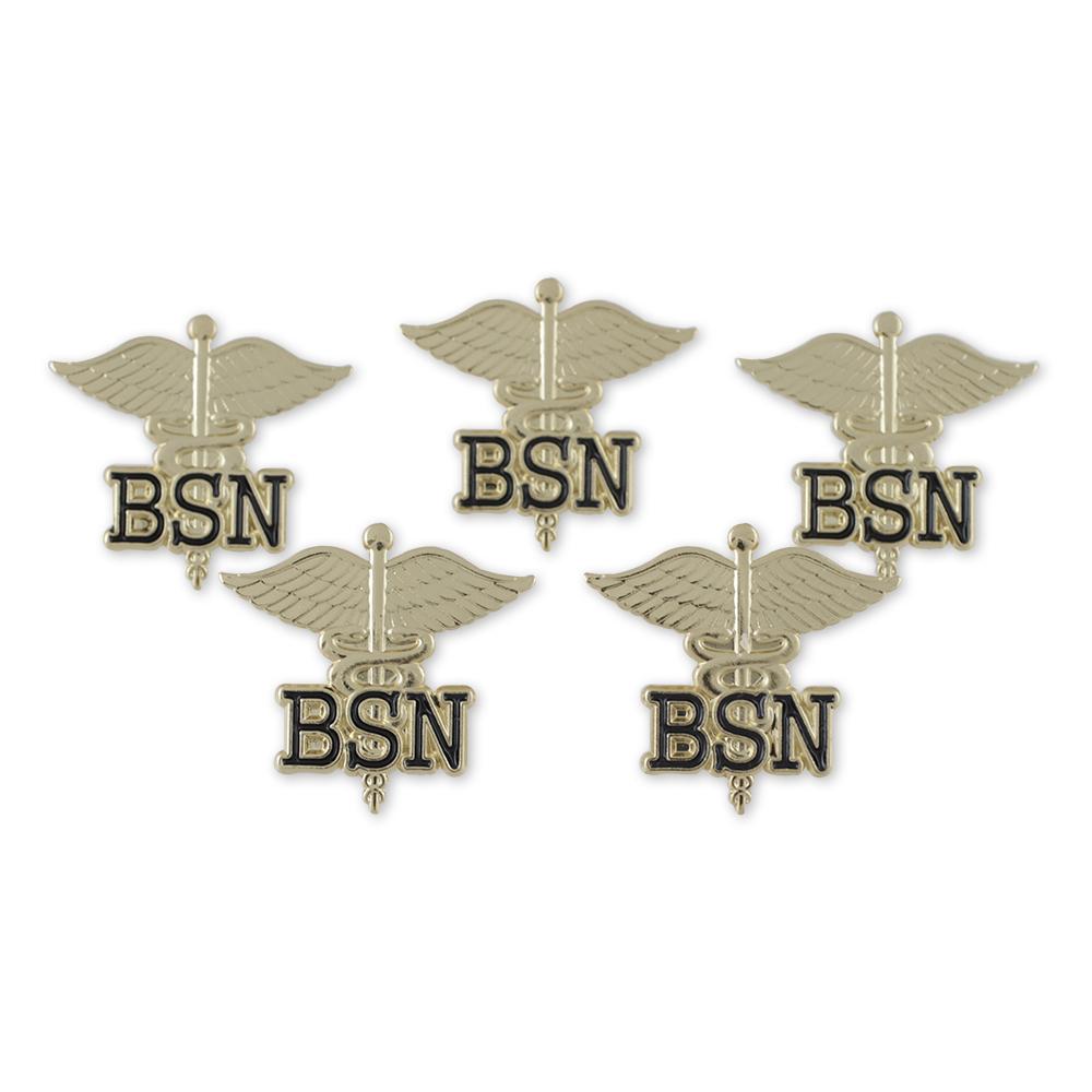 BSN Letters on Caduceus Emblem Pin Pin WizardPins 1 Pin 