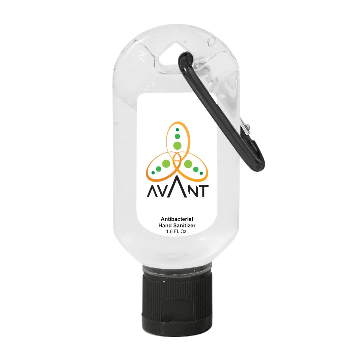 1.8oz Hand Sanitizer with Carabiner Hand Sanitizer Hit Promo Black Single Color 