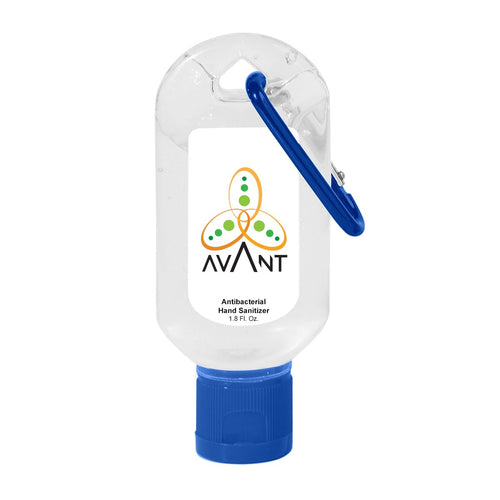 1.8oz Hand Sanitizer with Carabiner Hand Sanitizer Hit Promo Blue Single Color 