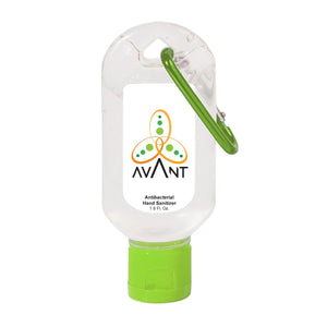 1.8oz Hand Sanitizer with Carabiner Hand Sanitizer Hit Promo Lime Green Single Color 